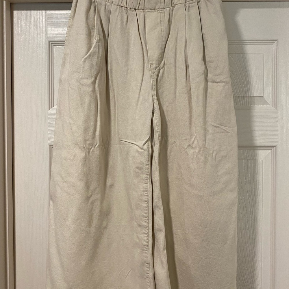 Pilcro Cream Wide Leg Pants Relaxed Fit